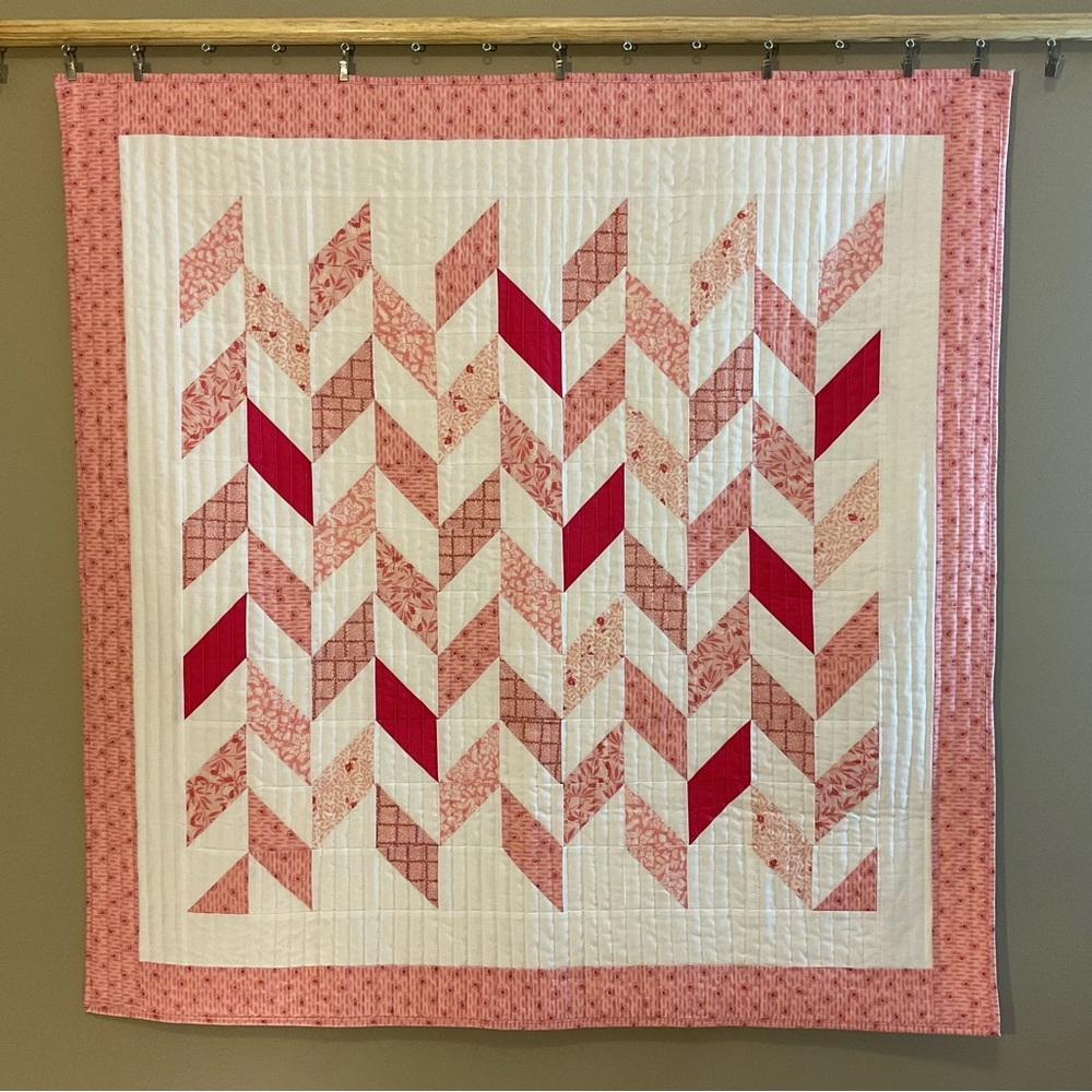 NEW Pink Chevron Baby Quilt
